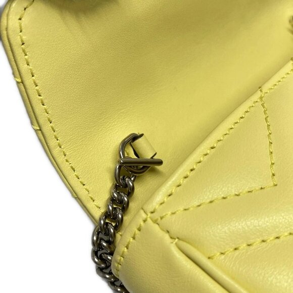 Auth GUCCI GG Marmont Quilted Leather Super Mini Bag 476433 Yellow Light Leather - Picture 12 of 16